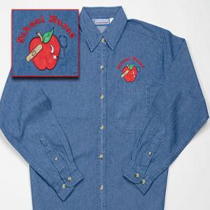 Apple School Nurse Design Denim Shirt