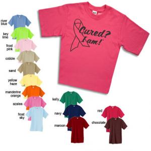 Cured? I Am. T-Shirt. A portion of all proceeds goes to cancer charities.