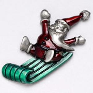 Santa on Sled Pin