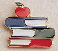 Books and Apple Lapel Pin