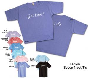 Wear a Got Hope? I Do. Scoop Neck T-Shirt.A portion of all proceeds goes to cancer charities.