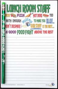 Lunchroom Staff - Note Pad and Pencil Set