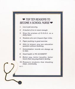 Top Ten Reasons to Become a School Nurse Mat
