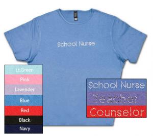 School Nurse Crystal Scoop Neck  T-shirt